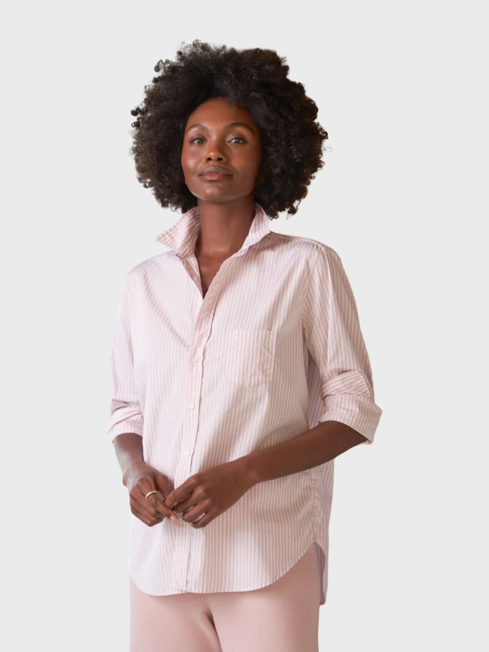 Frank & Eileen Pale Pink Stripe Cotton Button-Up Shirt